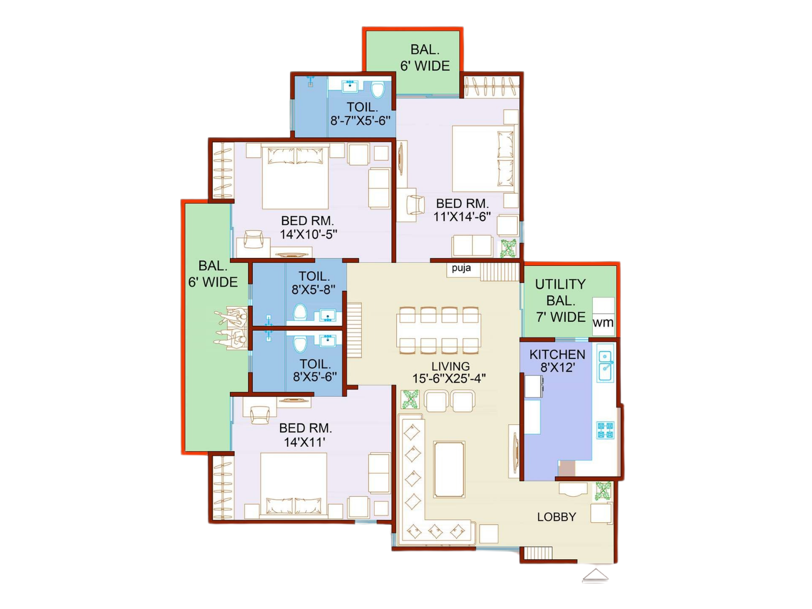 Villa A and B 2D Floor Plan
