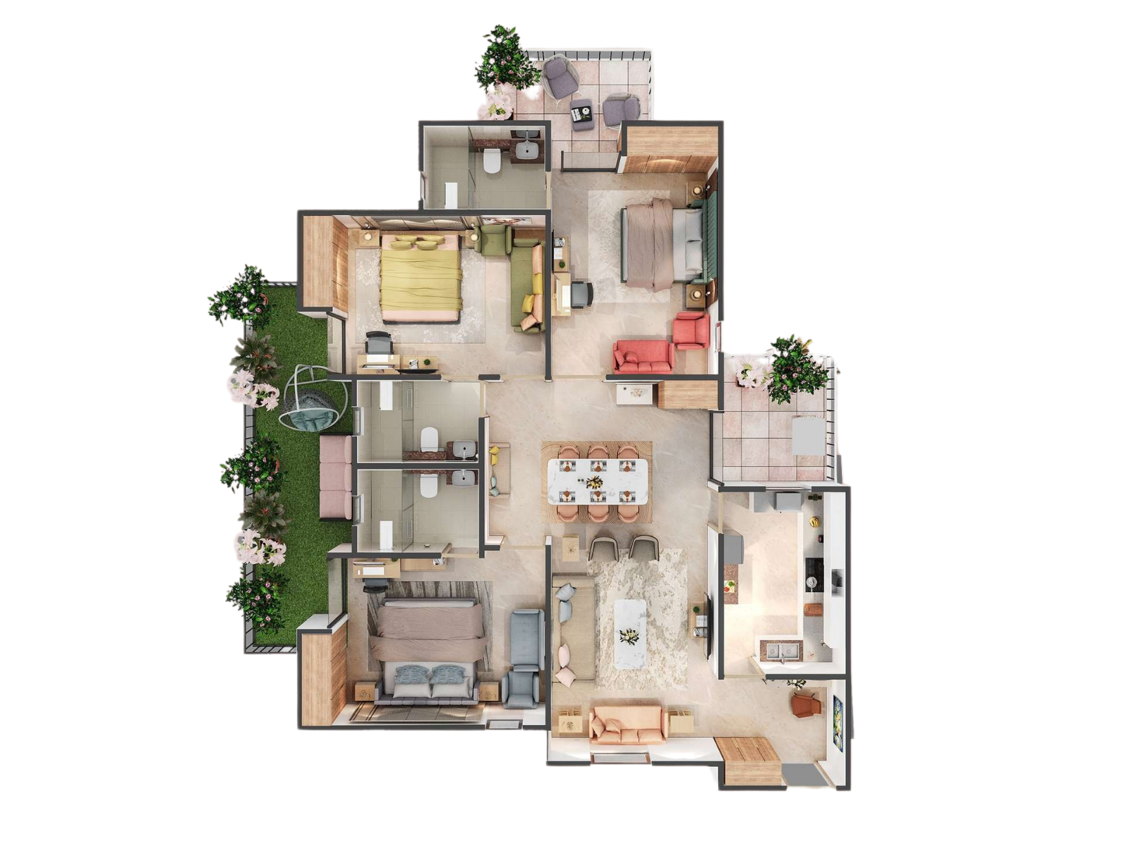 Villa A and B 3D View
